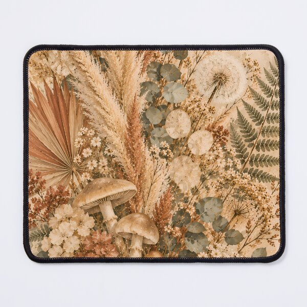 Item preview, Cottagecore Botanical Mushroom Wildflower Watercolour on Cream designed and sold by Jozefin's Studio.