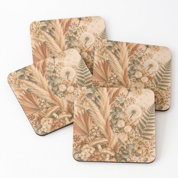 Item preview, Cottagecore Botanical Mushroom Wildflower Watercolour on Cream designed and sold by Jozefin's Studio.