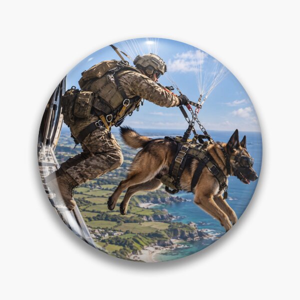 Item preview, French Airborne Malinois – Military Working Dog Parachute Jump designed and sold by Redcon-fantasy.
