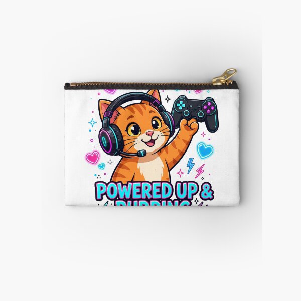 Item preview, Powered Up and Purring Gamer Cat Headset T-Shirt designed and sold by ApparelOutpost.