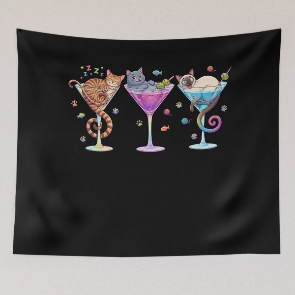 Item preview, Three Cats In Cocktail Glasses Cute Cat Mom Martini Design designed and sold by Retro Whiskers.