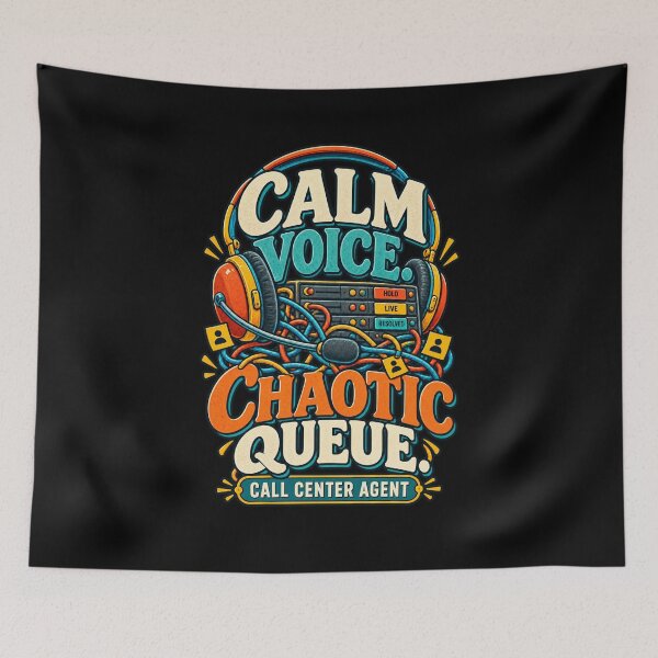 Item preview, Calm Voice Chaotic Queue Call Center Agent designed and sold by MOTIFOLK.