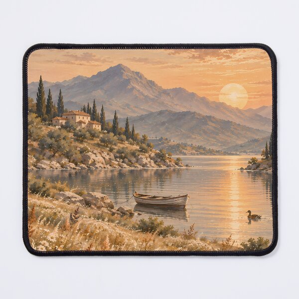 Item preview, Cottagecore Sunset Lake Wildflower Meadow Oil Painting designed and sold by Jozefin's Studio.