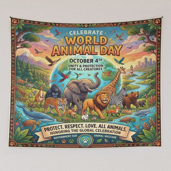 Item preview, Official World Animal Day Celebration Awareness Poster designed and sold by Solomon-Ent-144.