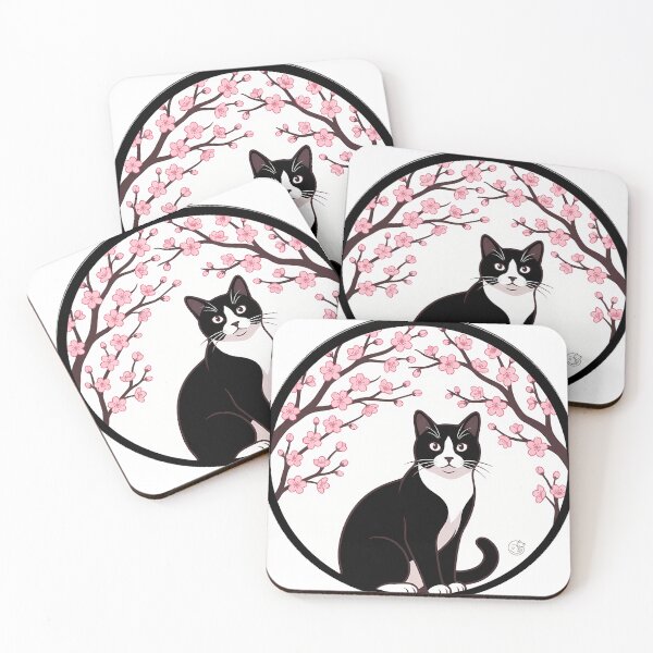 Item preview, Tuxedo Cat Sakura Branch designed and sold by alvixVerse Merch.