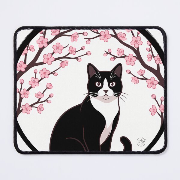 Item preview, Tuxedo Cat Sakura Branch designed and sold by alvixVerse Merch.