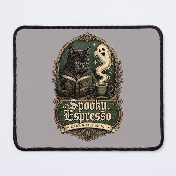 Item preview, Spooky Espresso Black Cat – Dark Roast Magic designed and sold by Art-Arcade6.
