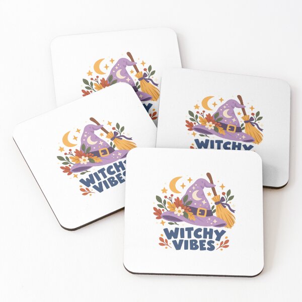 Item preview, Witchy Vibes Purple Witch Hat and Broom Halloween Moon and Stars designed and sold by Backsay.