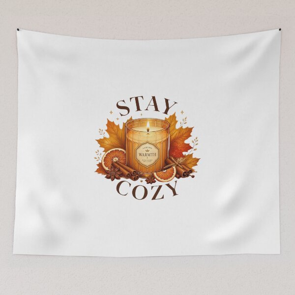 Item preview, Stay Cozy Vintage Autumn Candle And Leaves Art designed and sold by Créative touche .