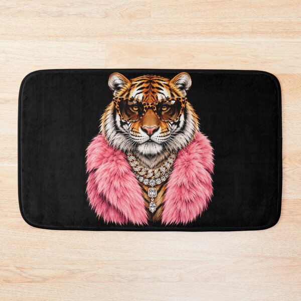 Item preview, tiger Luxury Fashion Portrait with Pink Fur and Sunglasses designed and sold by anapldv.