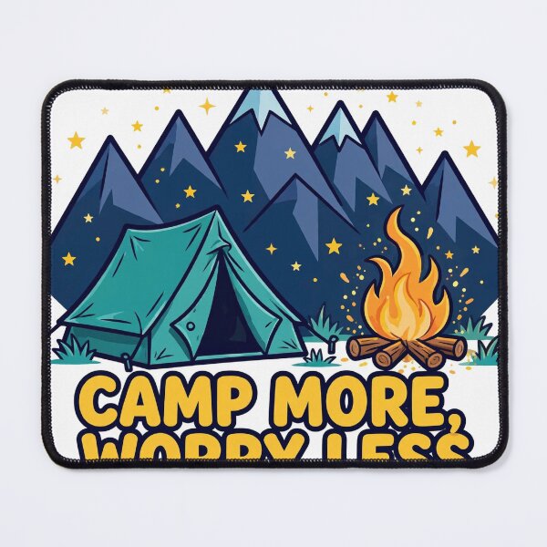 Item preview, Camp More Worry Less Camping Tent Mountains T-Shirt designed and sold by ApparelOutpost.