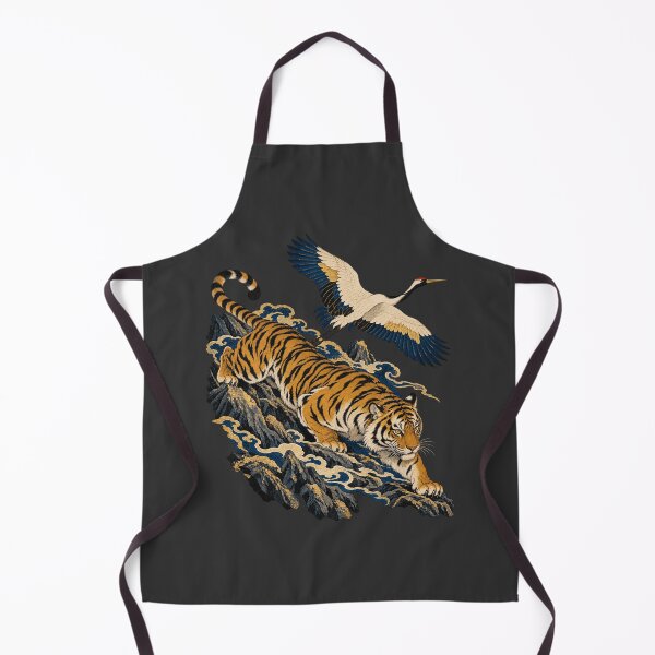 Item preview, Tiger and Crane Ukiyo-e Woodblock Wildlife Art designed and sold by AmiGraph.