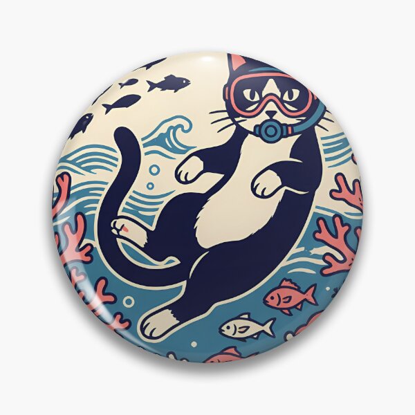 Item preview, Snorkeling Tuxedo Cat Coral Reef designed and sold by alvixVerse Merch.
