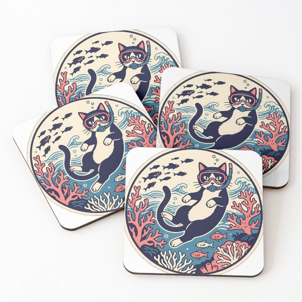Item preview, Snorkeling Tuxedo Cat Coral Reef designed and sold by alvixVerse Merch.