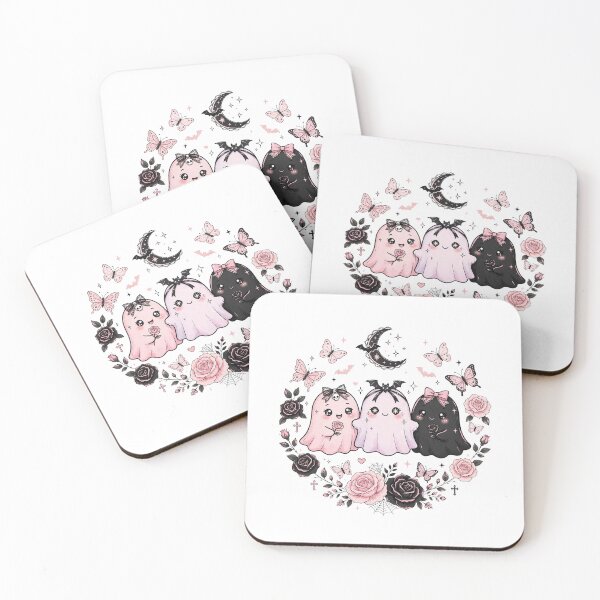 Item preview, Cute Pink Black Ghosts Halloween - Coquette Spooky Aesthetic designed and sold by Mittu96.