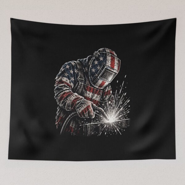 Item preview, welder American Flag Welding Sparks Industrial Art designed and sold by anapldv.