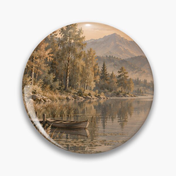 Item preview, Cottagecore Autumn Lake Oil Painting Sunset Wilderness designed and sold by Jozefin's Studio.