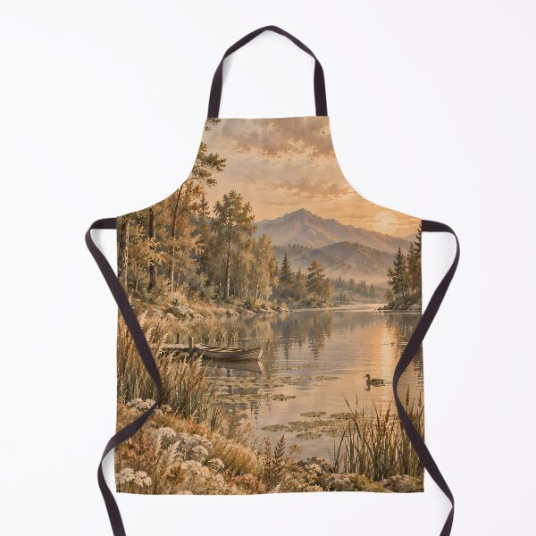 Item preview, Cottagecore Autumn Lake Oil Painting Sunset Wilderness designed and sold by Jozefin's Studio.