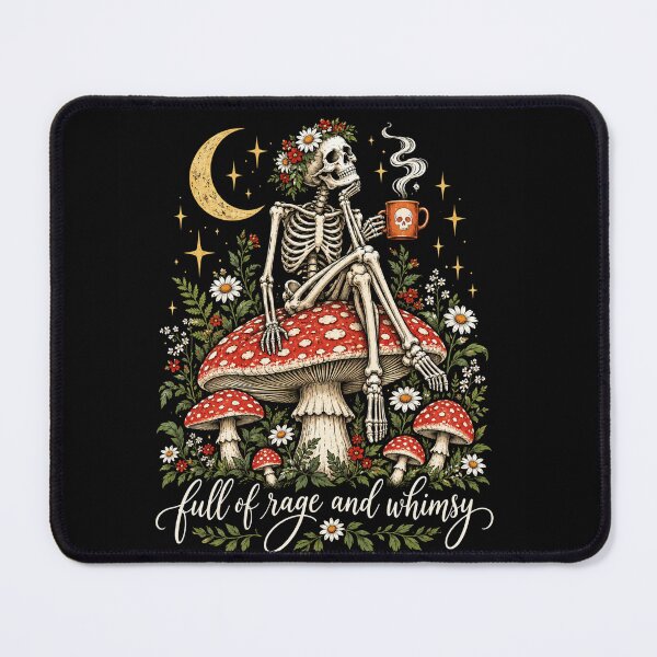 Item preview, skeleton mushroom moonlit garden whimsical floral art designed and sold by anapldv.