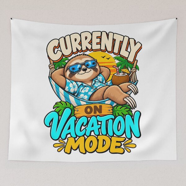 Item preview, Current Vacation Mode Funny Sloth Tropical Beach Sunset Summer designed and sold by BDLuck2021.