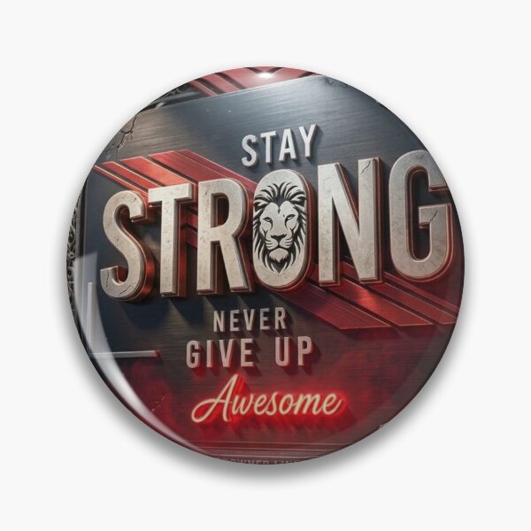 Item preview, Stay Strong Never Give Up - Lion Head 3D Metal Sign designed and sold by ODELUNITY.