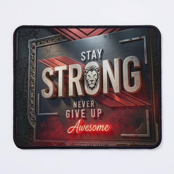 Item preview, Stay Strong Never Give Up - Lion Head 3D Metal Sign designed and sold by ODELUNITY.