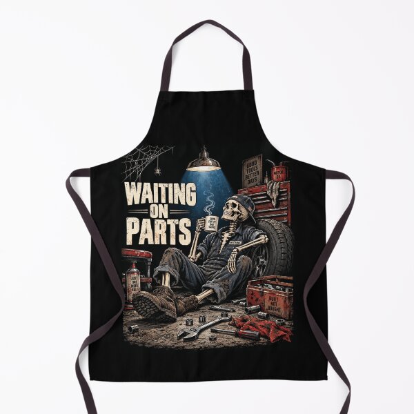 Item preview, mechanic vintage skeleton garage art with parts waiting designed and sold by anapldv.