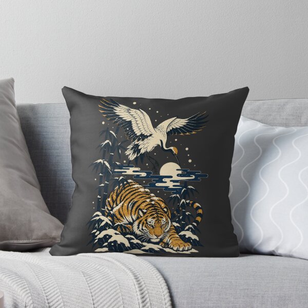 Item preview, Tiger Crane Ukiyo-e Snowy Bamboo Wildlife Art designed and sold by AmiGraph.