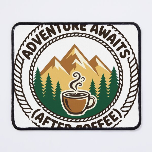 Item preview, Adventure Awaits After Coffee Funny Camping Mug T-Shirt designed and sold by ApparelOutpost.