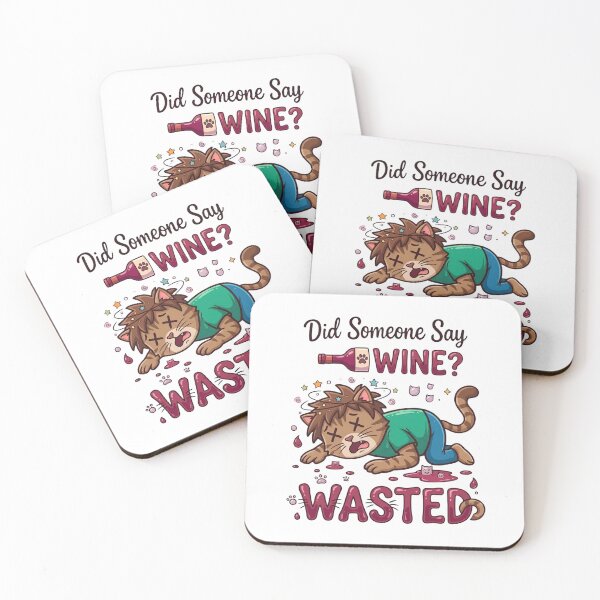 Item preview,  Did Someone Say Wine Wasted Funny Tabby Cat Cartoon Meme designed and sold by Retro Whiskers.