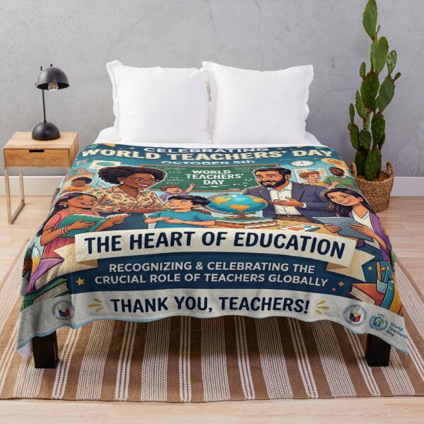Item preview, World Teachers' Day classroom illustration with diverse students designed and sold by Solomon-Ent-144.