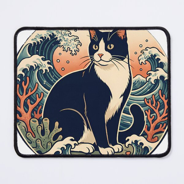 Item preview, Tuxedo Cat Great Wave designed and sold by alvixVerse Merch.