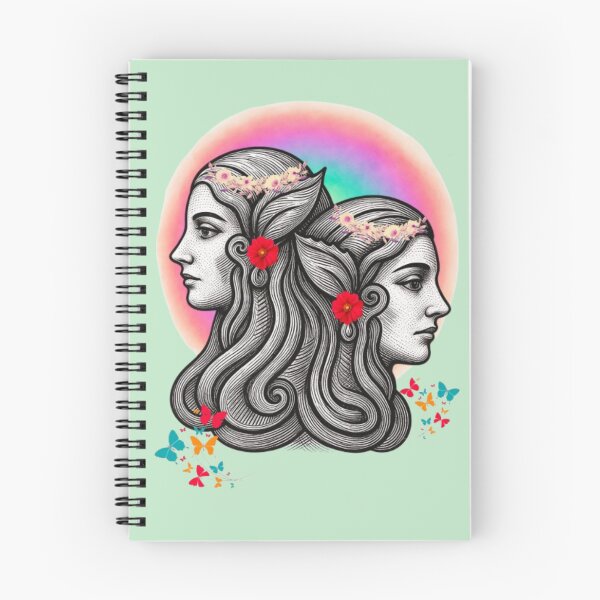 Item preview, Mystic Twin Goddesses Engraving Floral Rainbow Watercolor Poster designed and sold by Miheerala.