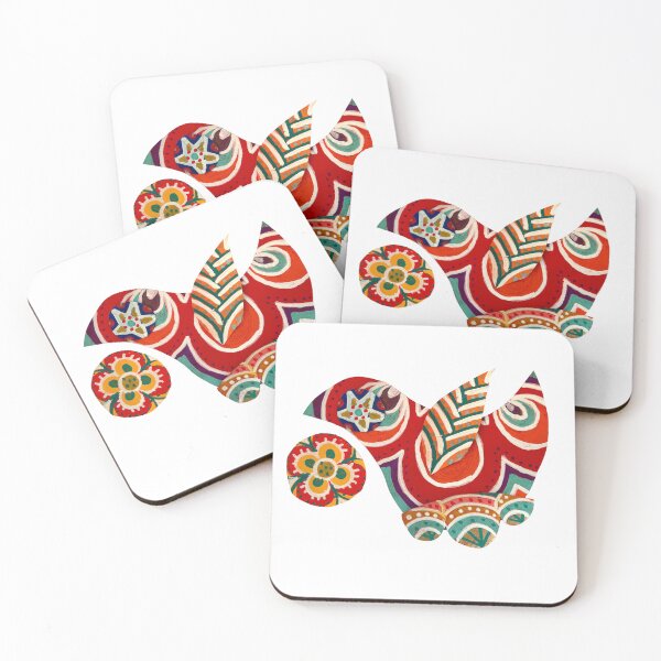 Item preview, Folk Art Red Bird with Flower designed and sold by Fani*.