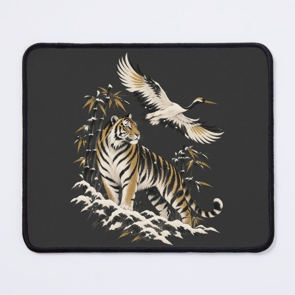 Item preview, Tiger Crane Ukiyo-e Winter Bamboo Wildlife Art designed and sold by AmiGraph.