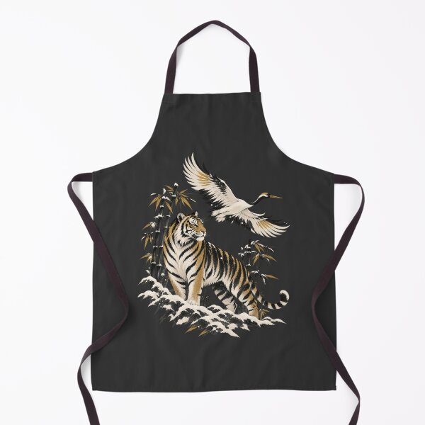 Item preview, Tiger Crane Ukiyo-e Winter Bamboo Wildlife Art designed and sold by AmiGraph.
