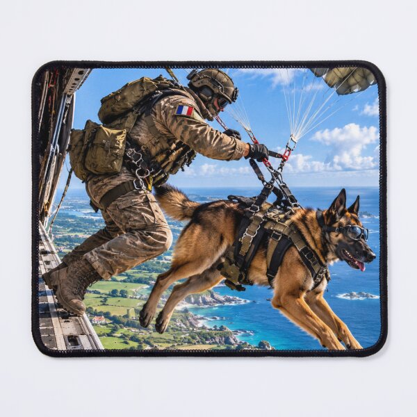 Item preview, French Airborne Malinois – Military Working Dog Parachute Jump designed and sold by Redcon-fantasy.