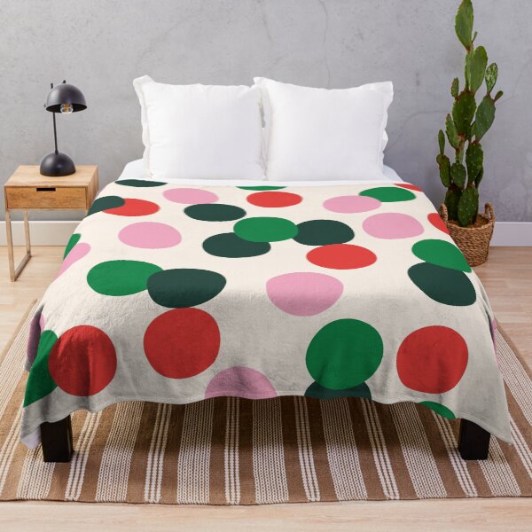 Item preview, Festive Polka Dots | Christmas Geometric Pattern Coral Pink Green Cream designed and sold by MarleneCanto.