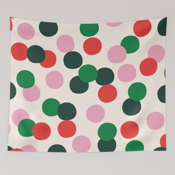 Item preview, Festive Polka Dots | Christmas Geometric Pattern Coral Pink Green Cream designed and sold by MarleneCanto.