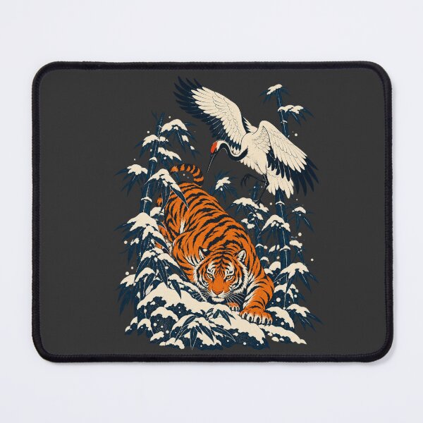 Item preview, Orange Tiger Crane Ukiyo-e Snowy Bamboo Art designed and sold by AmiGraph.