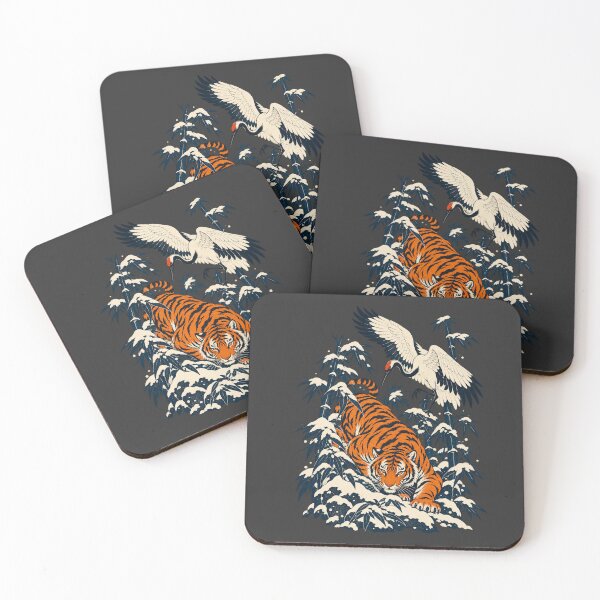 Item preview, Orange Tiger Crane Ukiyo-e Snowy Bamboo Art designed and sold by AmiGraph.