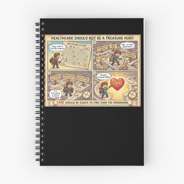 Item preview, Healthcare system maze: Adventurer painstakingly seeks help in humorous comic labyrinth critique designed and sold by Mianku | Für das Leben.