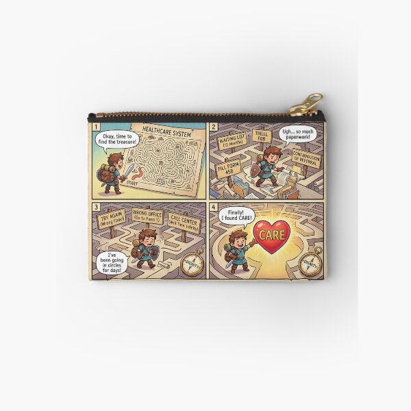 Item preview, Healthcare system maze: Adventurer painstakingly seeks help in humorous comic labyrinth critique designed and sold by Mianku | Für das Leben.