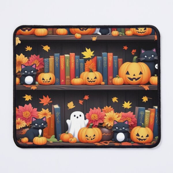 Item preview, Cute Ghost Halloween Bookshelf Black Cat designed and sold by BriSher.