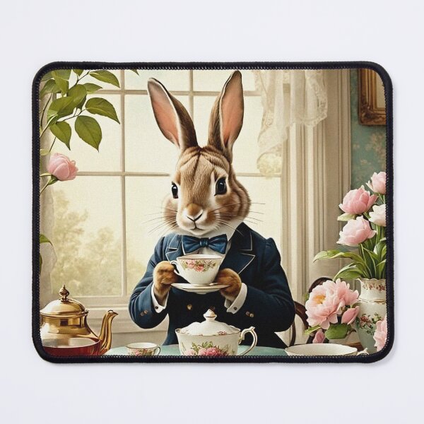 Artikelvorschau, Osterhase trinkt Tee | Geschenk zu Ostern entworfen und verkauft von UnhingedBird.
