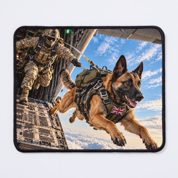 Item preview, British Airborne Malinois – Military Working Dog Parachute Jump designed and sold by Redcon-fantasy.