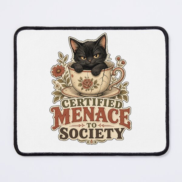 Item preview, Certified Menace to Society Cute Black Cat Art designed and sold by SedaMythica.