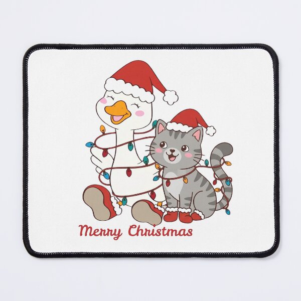 Item preview, Merry Christmas Duck And Cat Santa Hat Christmas Lights Kawaii designed and sold by Retro Whiskers.