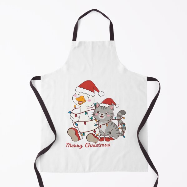 Item preview, Merry Christmas Duck And Cat Santa Hat Christmas Lights Kawaii designed and sold by Retro Whiskers.