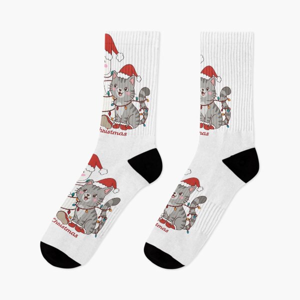 Item preview, Merry Christmas Duck And Cat Santa Hat Christmas Lights Kawaii designed and sold by Retro Whiskers.